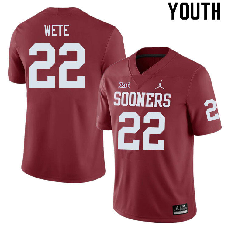 Youth #22 Joseph Wete Oklahoma Sooners College Football Jerseys Sale-Crimson